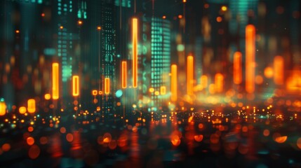 Poster - Candle stick graph chart of stock market investment trading in Stock market, Forex market and Gold market. Financial accounting of profit summary graphs analysis.