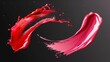 The glossy lipstick texture smear consists of pink and red gloss lipstick smudges on a transparent background. Modern illustration of a lip stain in cream or liquid cosmetic.