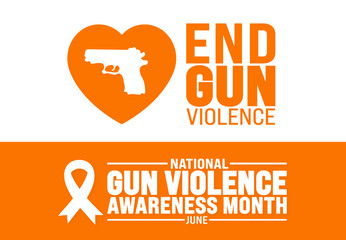 Wall Mural - June is Gun Violence Awareness Month background template. Holiday concept. use to background, banner, placard, card, and poster design template with text inscription and standard color. vector
