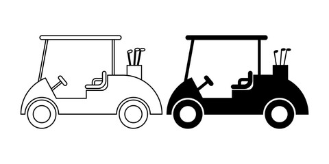 Wall Mural - side view Golf cart icon set isolated on white background