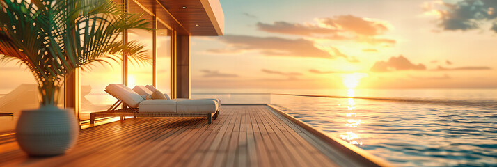 Wall Mural - Luxury Beachfront: Modern Villa Offering Stunning Ocean Views, Ultimate Relaxation