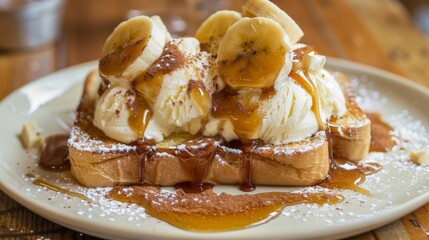 Poster - Ice cream on honey toast and banana