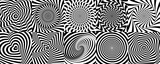 Fototapeta  - Hypnotic spiral pattern and psychedelic hypnosis swirls, vector backgrounds. Abstract optical illusion and hypnotic patterns with trippy black and white twist distortion, warp heart and star shapes
