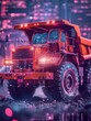 Dump truck, Construction equipment conception, futuristic background