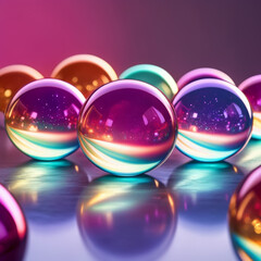 Wall Mural - abstract 3d illustration of colorful glass balls on a colorful background