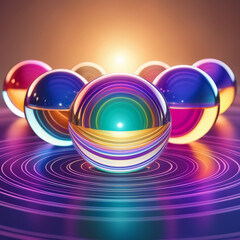 Wall Mural - abstract 3d illustration of colorful glass balls on a colorful background