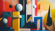 3d suprematism cubism abstract background. 