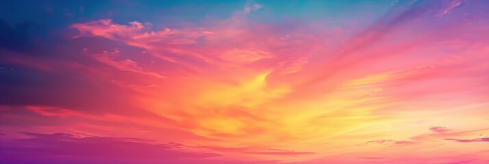 Wall Mural - Sunset Heaven. Abstract Dramatic Sunset Landscape with Colorful Twilight Sky and Clouds