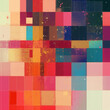 AI generated illustration of pixel mosaic pattern in an asymmetrical grid