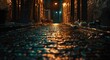 Vintage Landscape: Scary Dark Alleyway in Chicago at Night