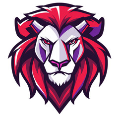 Sticker - Stylized lion with a fierce gaze and bold colors