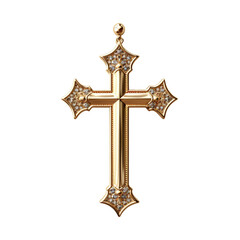 gold cross isolated on transparent background