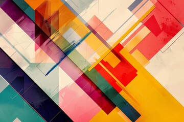 Wall Mural - colorful abstract geometric shapes and lines modern art background