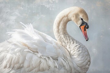 Wall Mural - Majestic White Swan With Black Beak