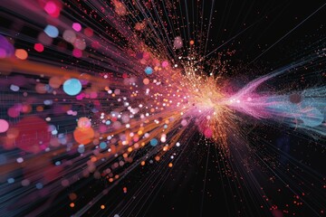 Poster - Big data visualization. Internet data center. Generate Ai