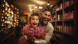 © AS Photo Family - Joyful Father Holding Excited Daughter in a Festively Decorated Shop