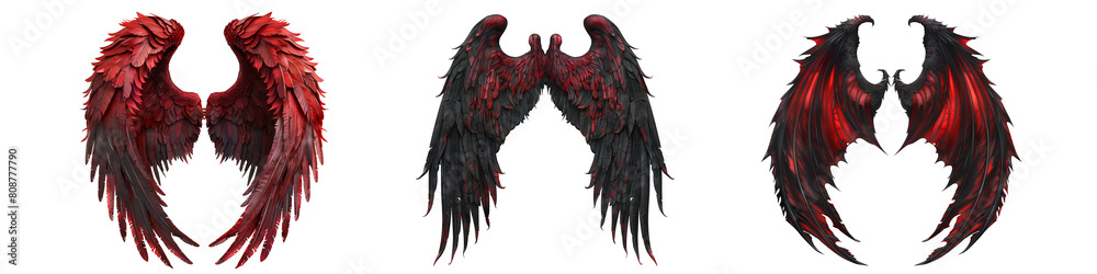 Set of devil wings isolated on transparent and white background Stock ...