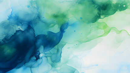 watercolor painting of green and blue nature poster background