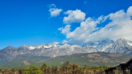 Poster - Scenic view of Blue Moon Valley and Jade Dragon Snow Mountain in Lijiang, China