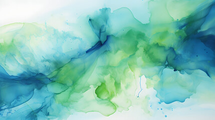 watercolor painting of green and blue nature poster background