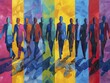 © Kanisorn - Business Networking Art in Bold Geometric Style, Featuring Color Split Professional Figures
