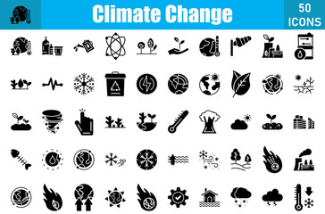 Canvas Print - Climate Change 50 web icons in glyph style