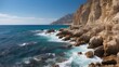 rocky seashore along the Mediterranean coast during good weather