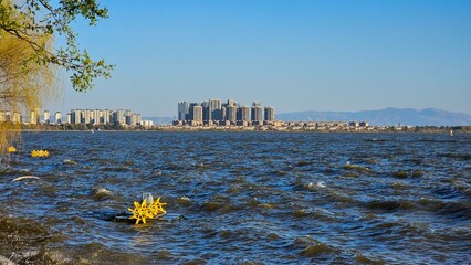 Sticker - Scenic view of Dianchi Lake, Yunnan Province, China