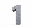© Hammad - Concrete Number One 1 Digit Made Of Grey Concrete Stone On White Background 3d Illustration