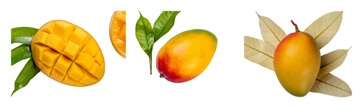 A single pic  mango on  transparent background top view