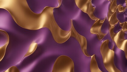 Wall Mural - Wavy Golden and Purple Metallic 3D Background