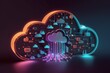 © Nazmulkn - Glowing Cloud icon technology concept exploded panel with cloud services