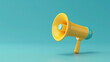 Megaphone speaker or loudspeaker bullhorn for announcements, promotion, discount sales advertising background with free place for text