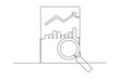 Simple continuous lin drawing of business graph analysis activities on paper. Business minimalist concept. Business analysisi activity. Business analysis icon. Market.