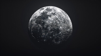 close-up of the full moon lunar on a dark background in the night sky with a starry backdrop