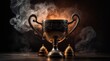 Trophy Cup With Smoke on a Dark background