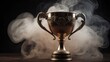Trophy Silver Cup With Smoke on a Dark background