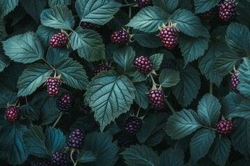 Canvas Print - Garden blackberry. Plant nutrition ripe. Generate Ai