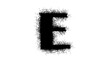 letter E with Spray Paint Drips, black isolated silhouette