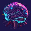 Health experts integrate AI in mental health screenings, leveraging technology for better psychological assessments HUD icon of AI brain in 80s retro color, sharpen Cinematic Look