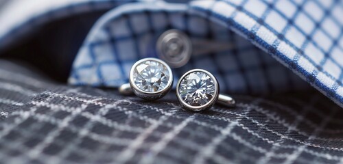 Sticker - Glistening diamond cufflinks adding a touch of luxury to a crisp shirt.