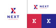Modern next delivery logo icon design with letter x inside concept idea. forward arrow logo element