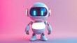 robot in pink and blue gradient background.