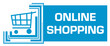 Online Shopping Blue Squares Borders Left Shopping Cart Text 
