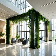 Wall Mural - Interior of a modern office building with green plants