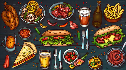 Wall Mural - food and drinks poster,