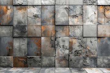Poster - A full frame of oxidized and worn metal square tiles, great for industrial and grunge-themed concepts or designs