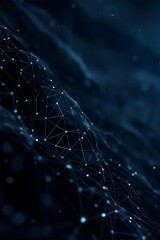 Aufkleber - Futuristic network of connections forming a complex blue digital mesh, symbolizing modern technology and data communication - AI generated