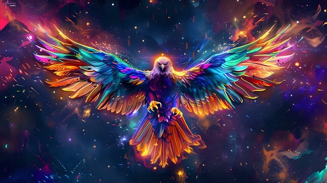 Stunning Eagle Wallpaper: Fluorescent Colors with Ultra Quality 8k Rendering