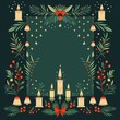 Minimalist Christmas Theme with Geometric Holly, Bells, and Candles Border

